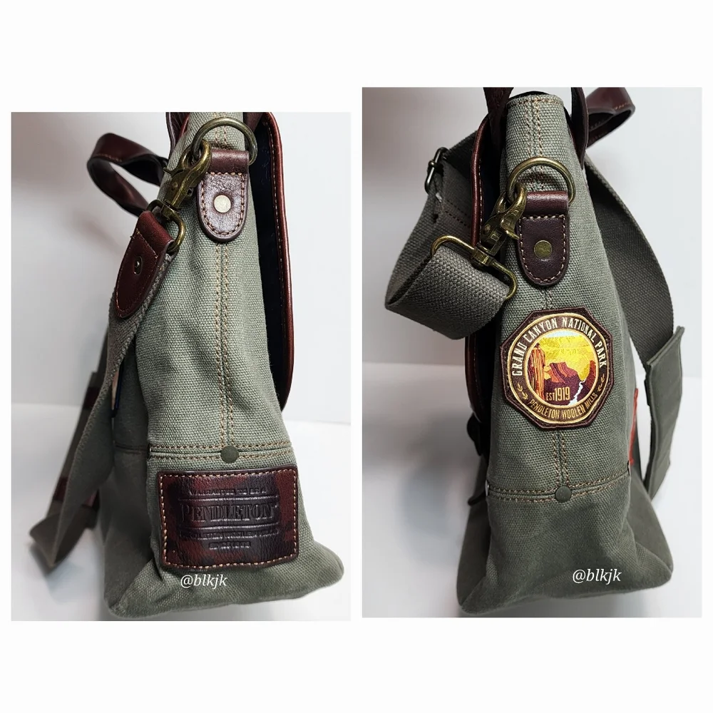 Rare Pendleton National Parks Patches Messenger Bag *Green/Brown* EUC